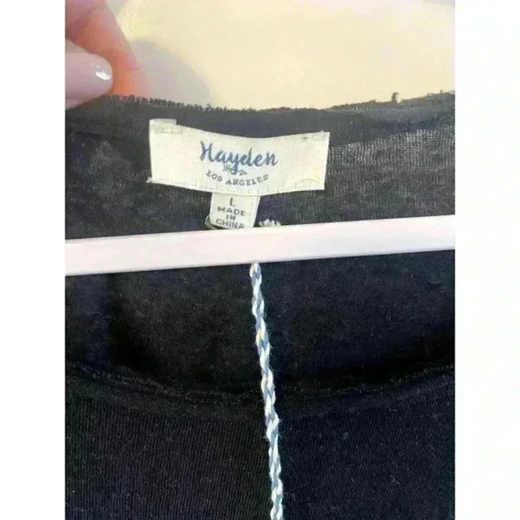 NWT Hayden Los Angeles Cold Shoulder Top White/Black striped Size L Color block - Picture 1 of 6